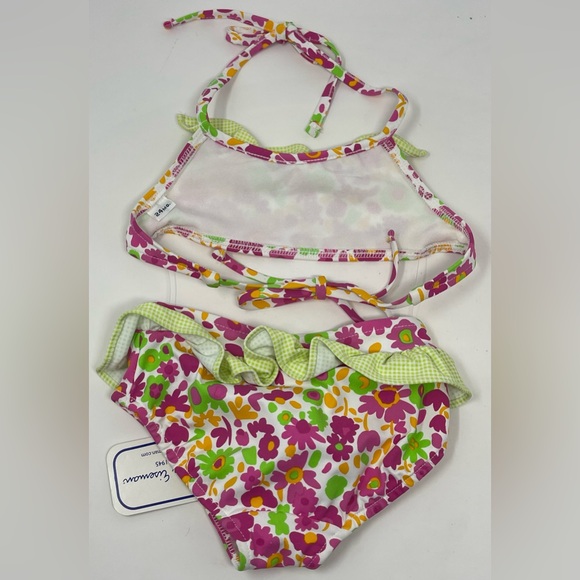 FLORENCE EISEMAN: Floral Bikini with Checkered Ruffle, Size: 24 Months. NEW - Picture 2 of 7